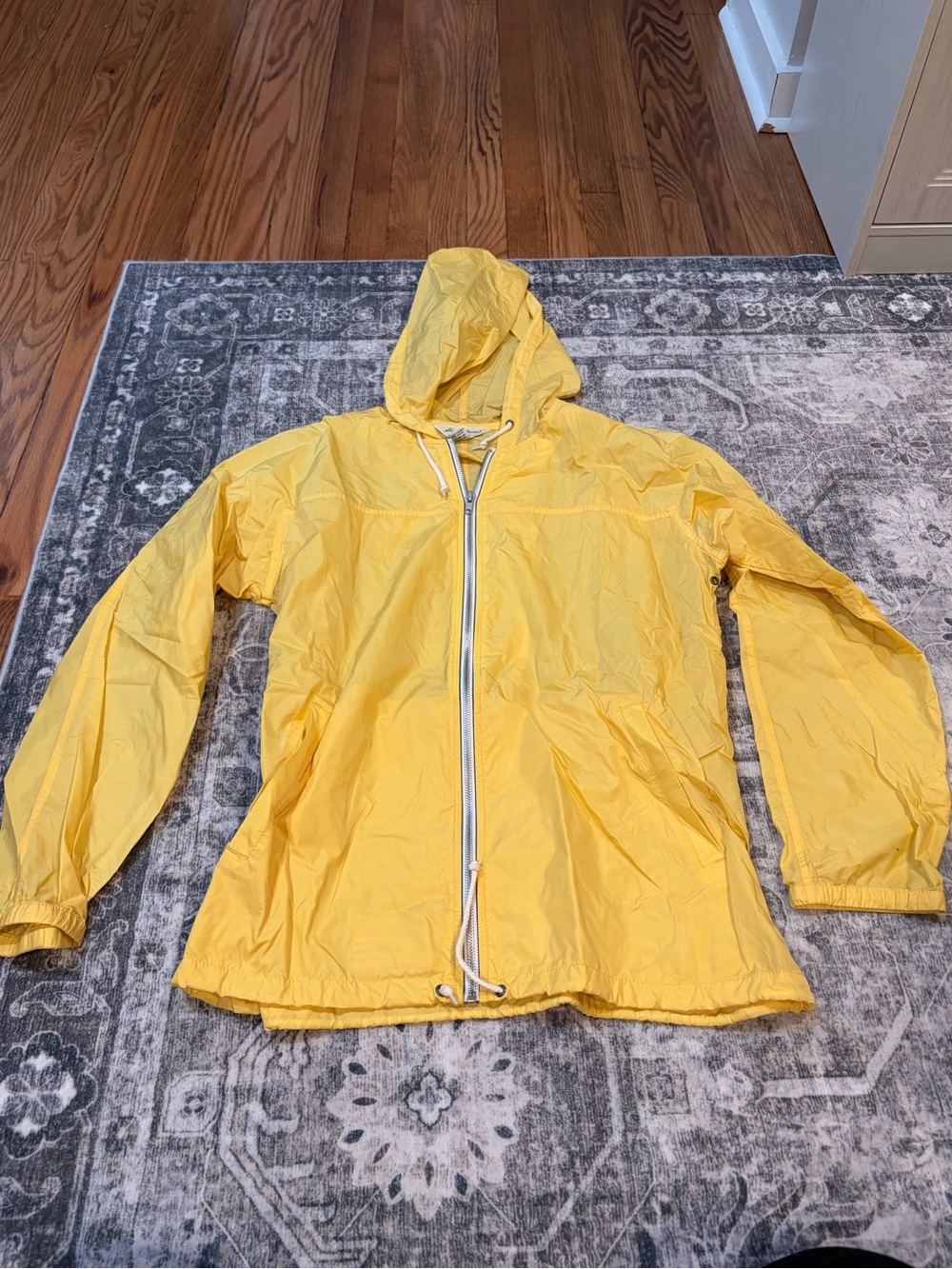 Eddie Bauer Yellow Hooded Rain Jacket